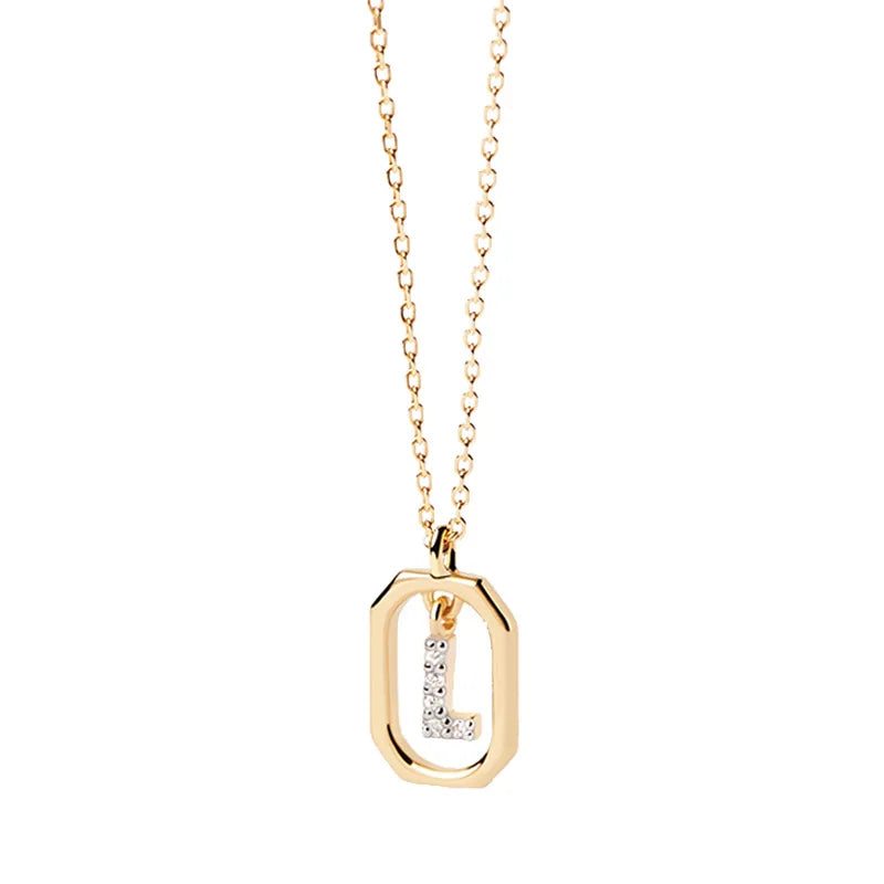 Collier pour femme avec pendentif hexagonal initiale - lettre