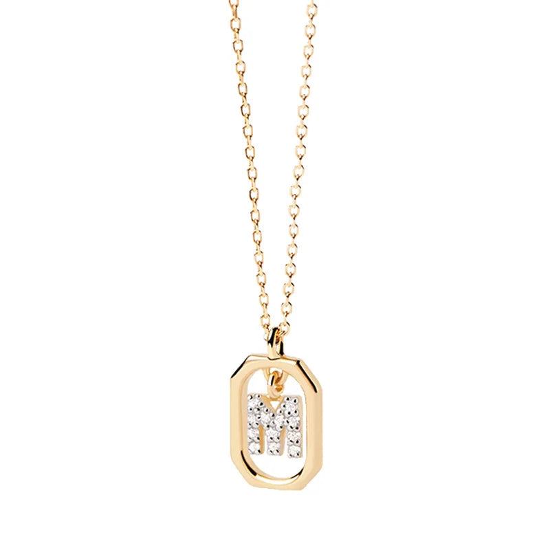 Collier pour femme avec pendentif hexagonal initiale - lettre