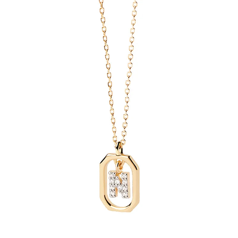 Collier pour femme avec pendentif hexagonal initiale - lettre