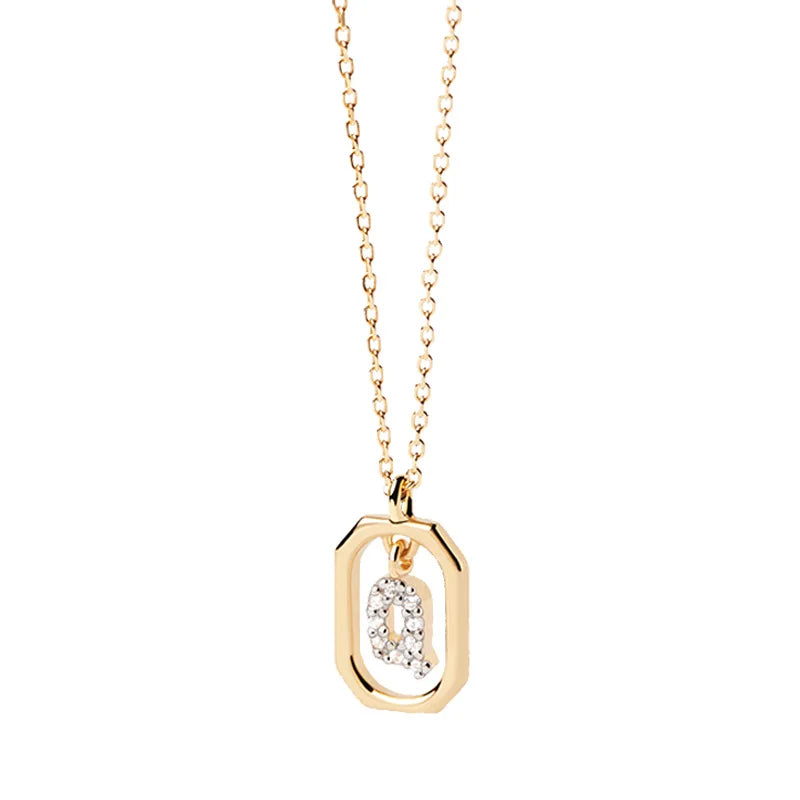 Collier pour femme avec pendentif hexagonal initiale - lettre