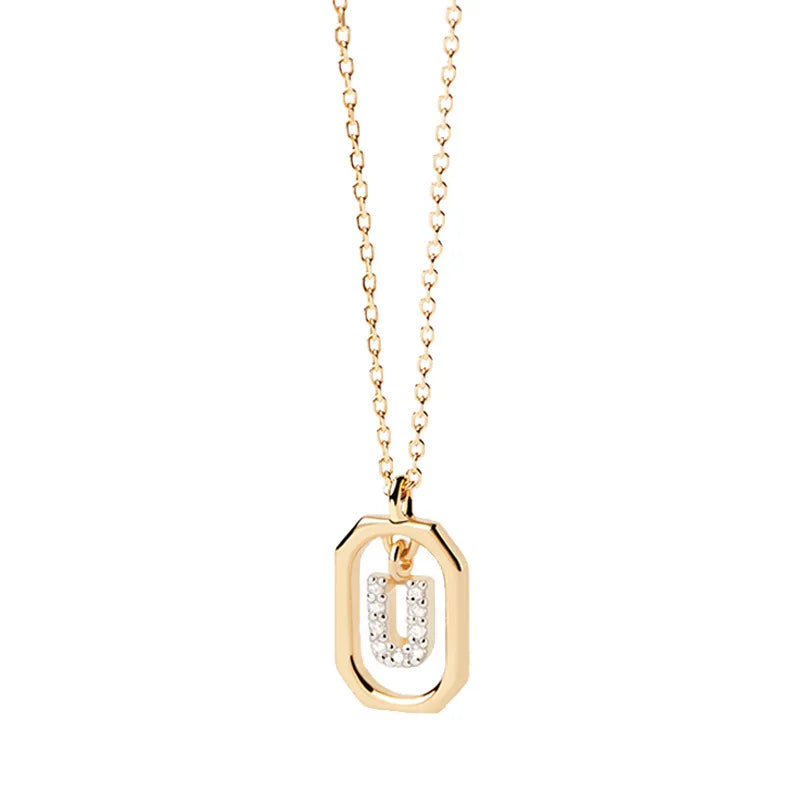 Collier pour femme avec pendentif hexagonal initiale - lettre