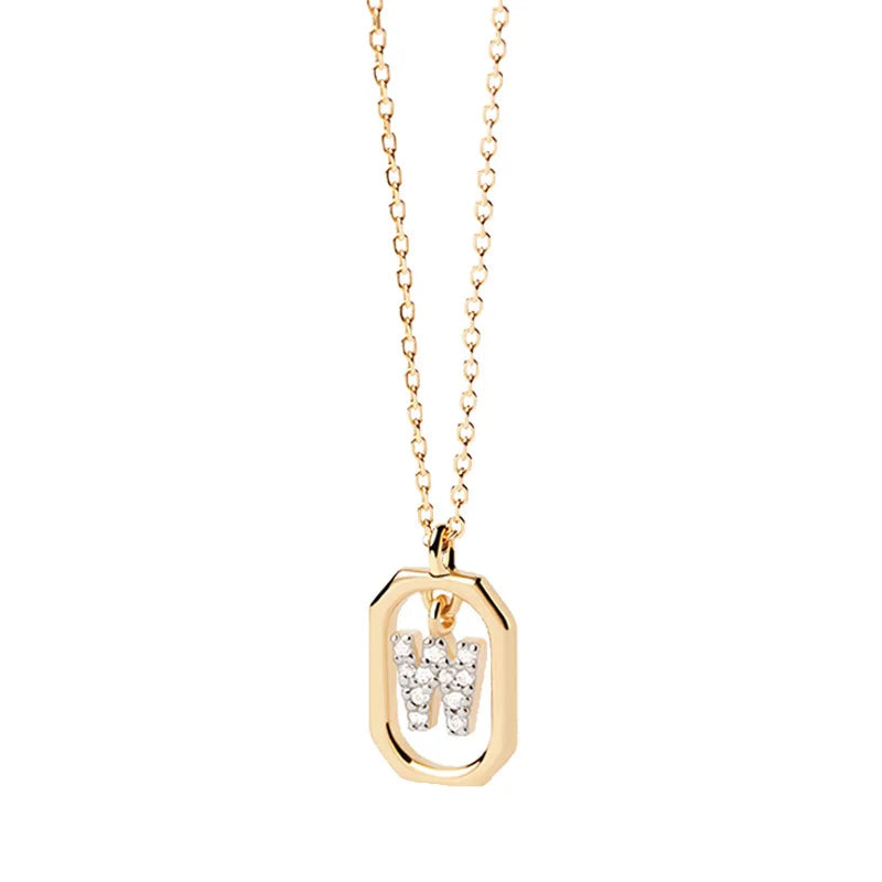 Collier pour femme avec pendentif hexagonal initiale - lettre