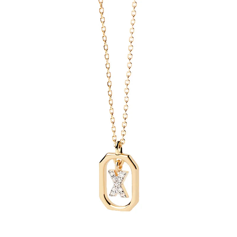Collier pour femme avec pendentif hexagonal initiale - lettre