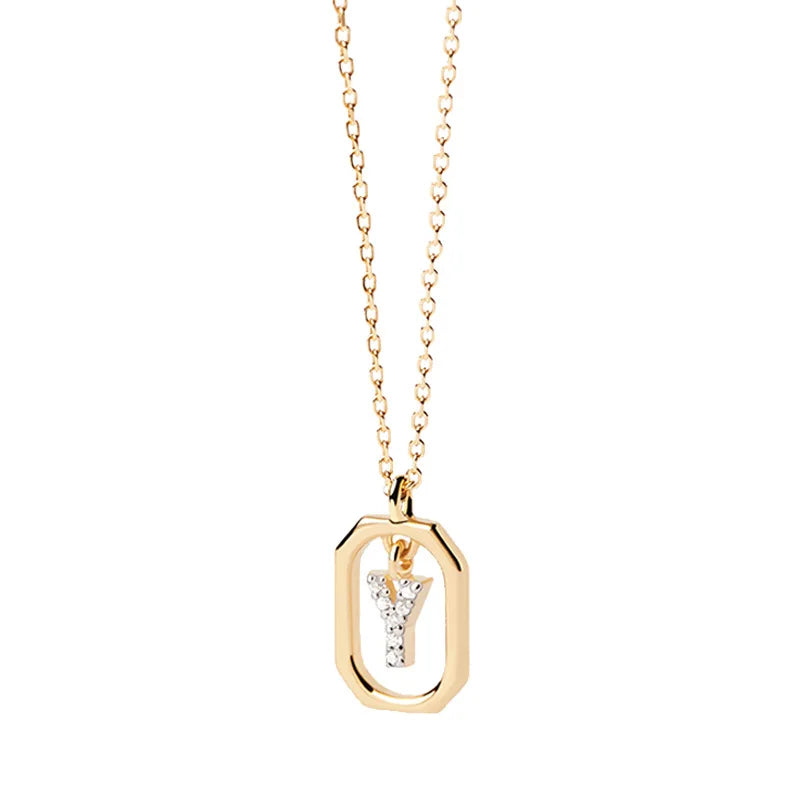 Collier pour femme avec pendentif hexagonal initiale - lettre