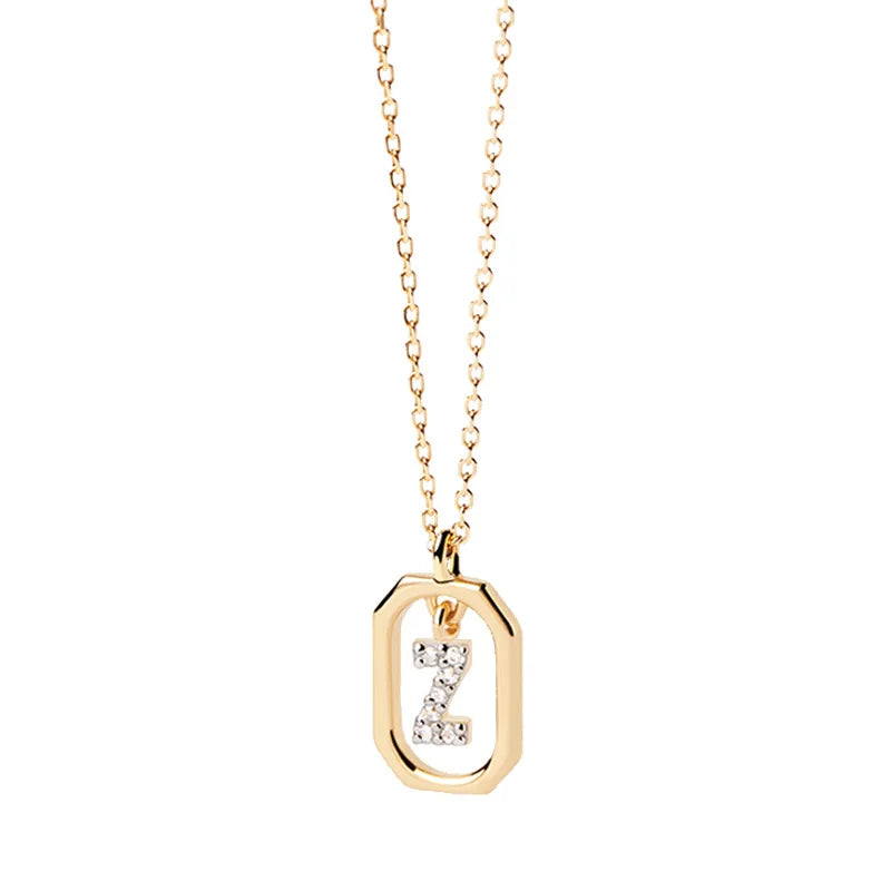 Collier pour femme avec pendentif hexagonal initiale - lettre