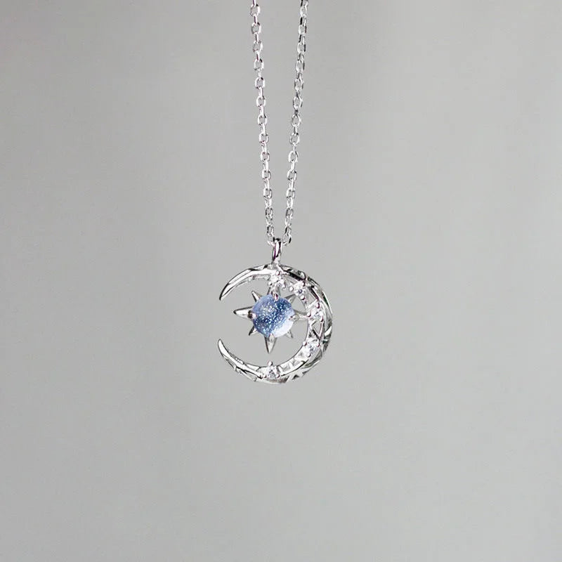Collar para Mujer Colgante Estrella y Luna plata