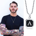 Collier pour homme avec pendentif hexagonale initiale - lettre