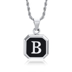 Collier pour homme avec pendentif hexagonale initiale - lettre