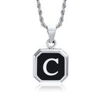 Collier pour homme avec pendentif hexagonale initiale - lettre