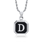 Collier pour homme avec pendentif hexagonale initiale - lettre