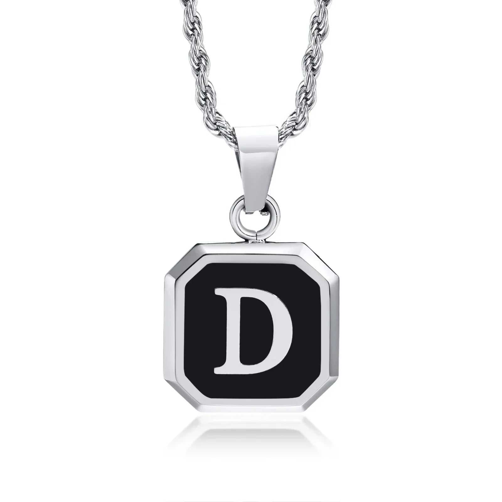 Collier pour homme avec pendentif hexagonale initiale - lettre
