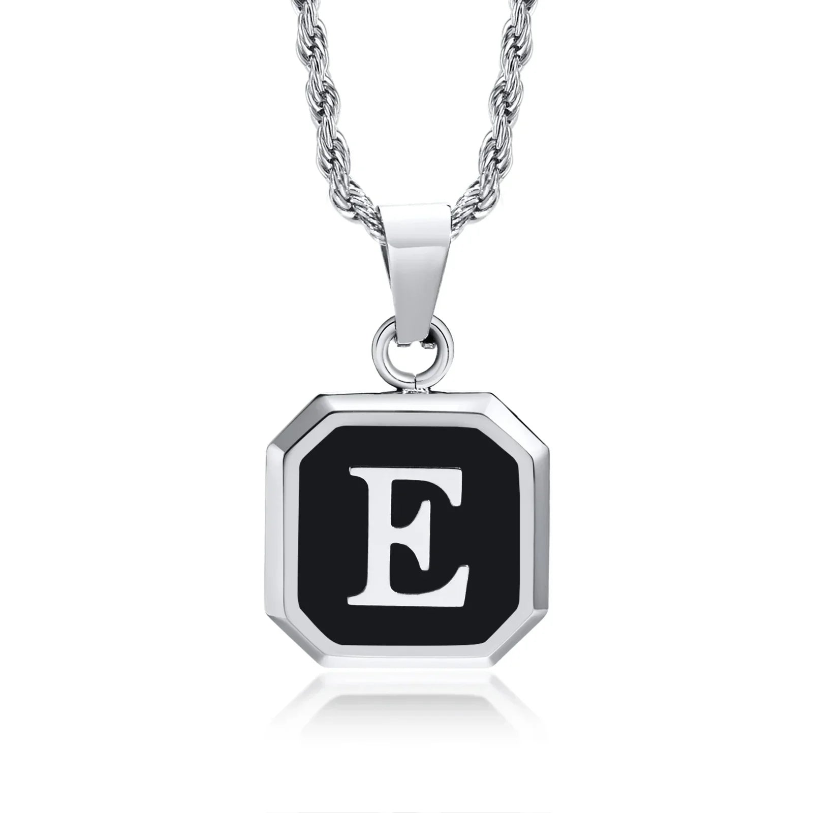 Collier pour homme avec pendentif hexagonale initiale - lettre