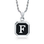 Collier pour homme avec pendentif hexagonale initiale - lettre