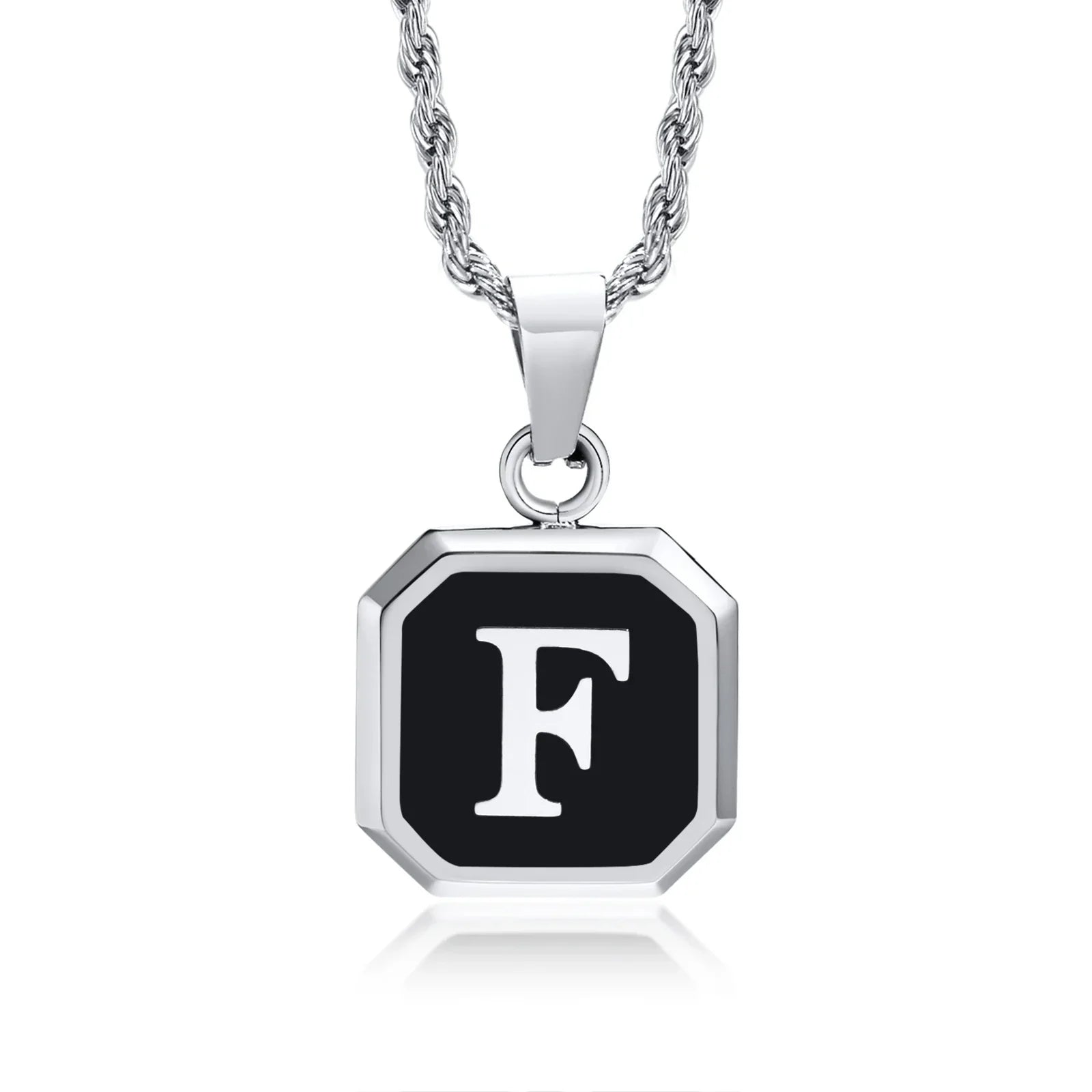 Collier pour homme avec pendentif hexagonale initiale - lettre