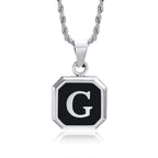 Collier pour homme avec pendentif hexagonale initiale - lettre