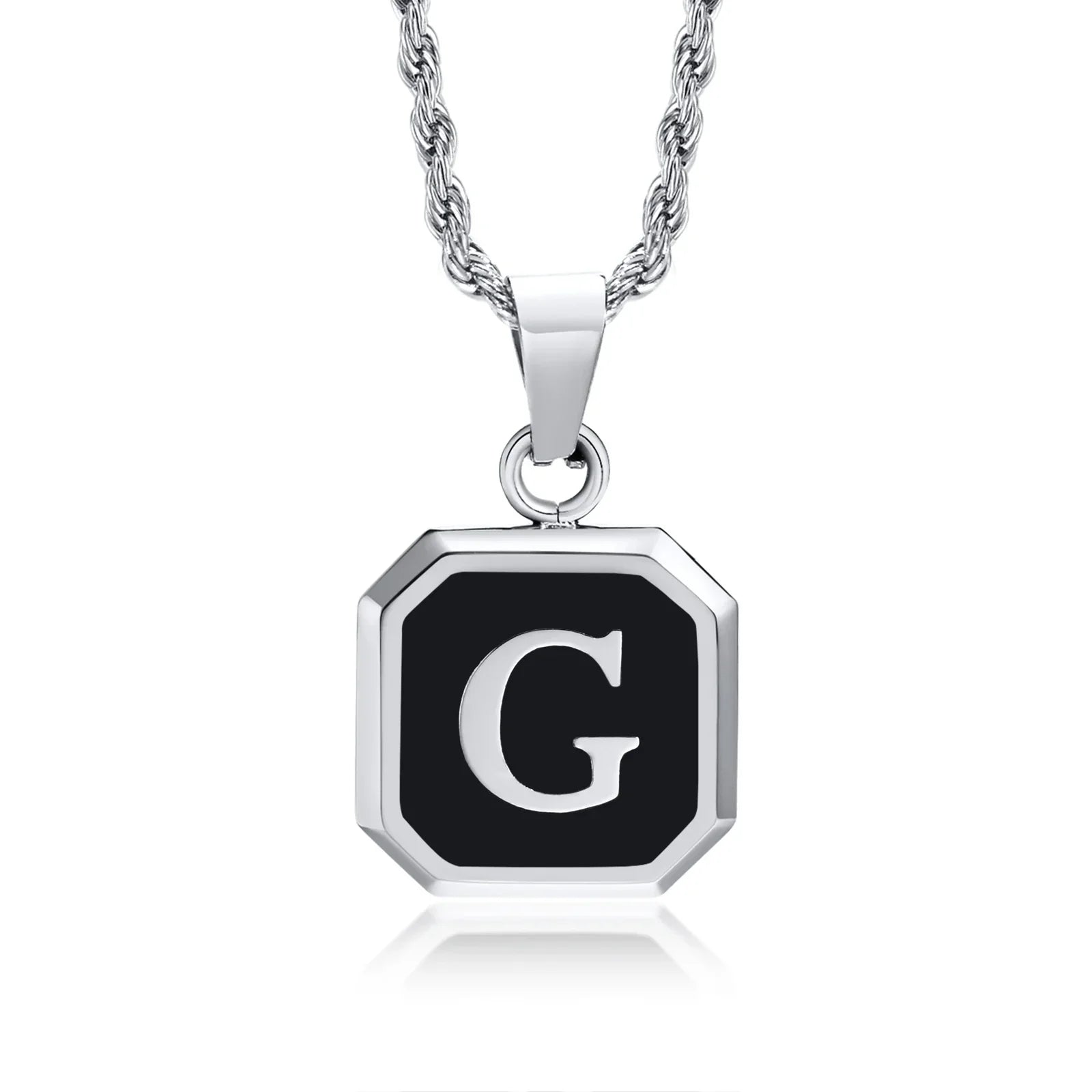 Collier pour homme avec pendentif hexagonale initiale - lettre