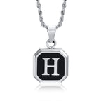 Collier pour homme avec pendentif hexagonale initiale - lettre