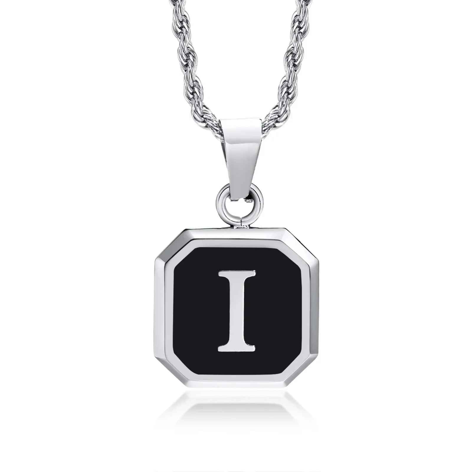 Collier pour homme avec pendentif hexagonale initiale - lettre