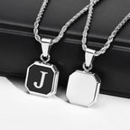 Collier pour homme avec pendentif hexagonale initiale - lettre
