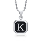 Collier pour homme avec pendentif hexagonale initiale - lettre