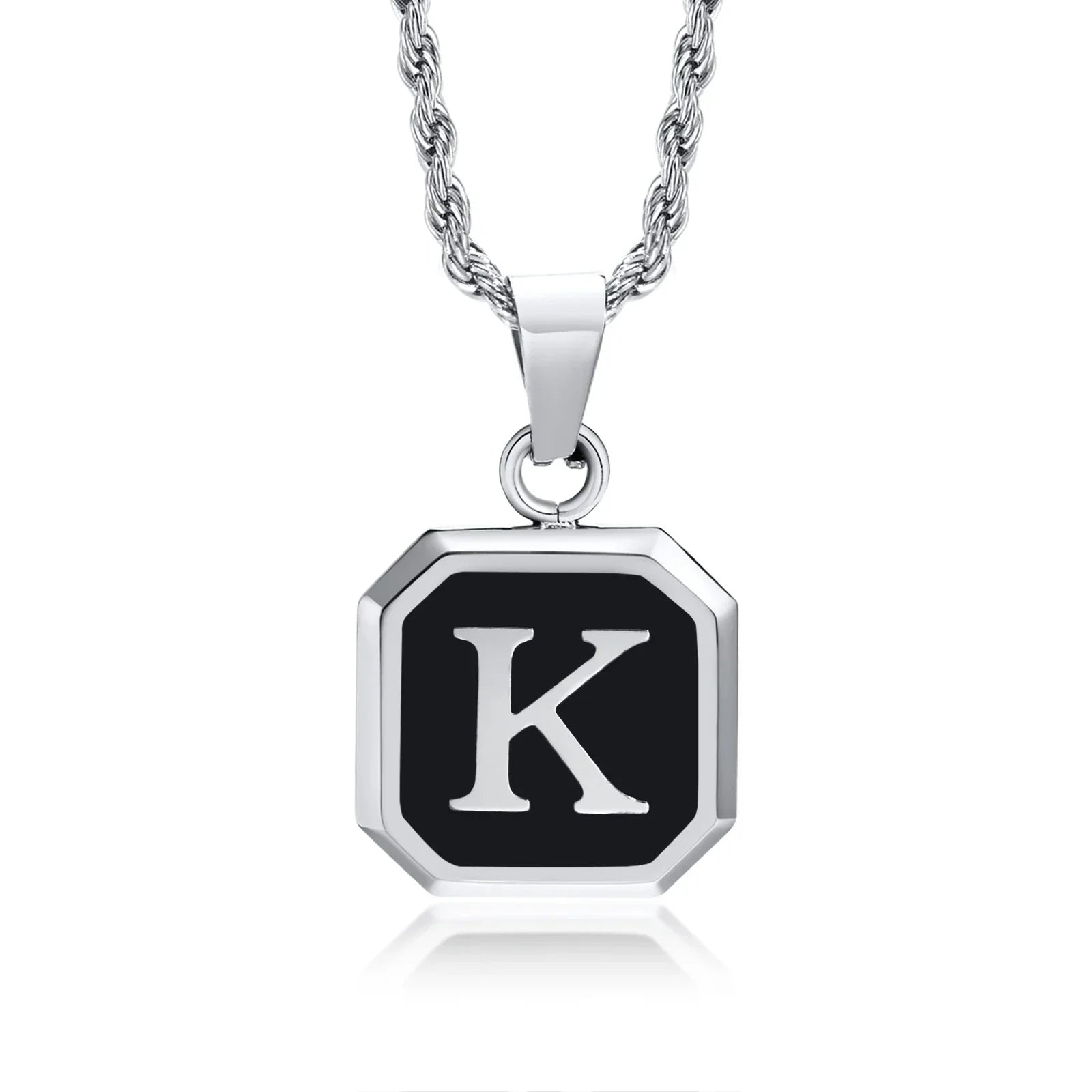 Collier pour homme avec pendentif hexagonale initiale - lettre