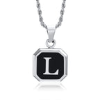 Collier pour homme avec pendentif hexagonale initiale - lettre