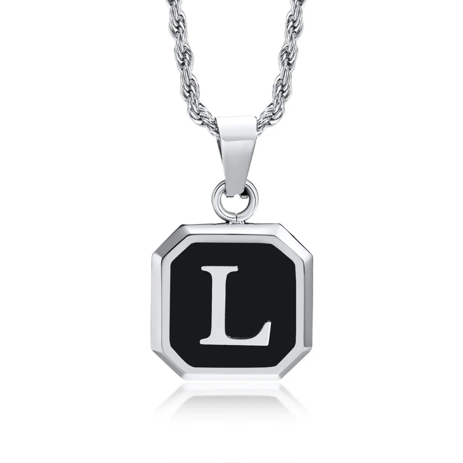Collier pour homme avec pendentif hexagonale initiale - lettre