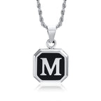 Collier pour homme avec pendentif hexagonale initiale - lettre