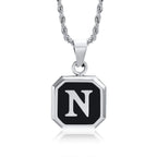 Collier pour homme avec pendentif hexagonale initiale - lettre