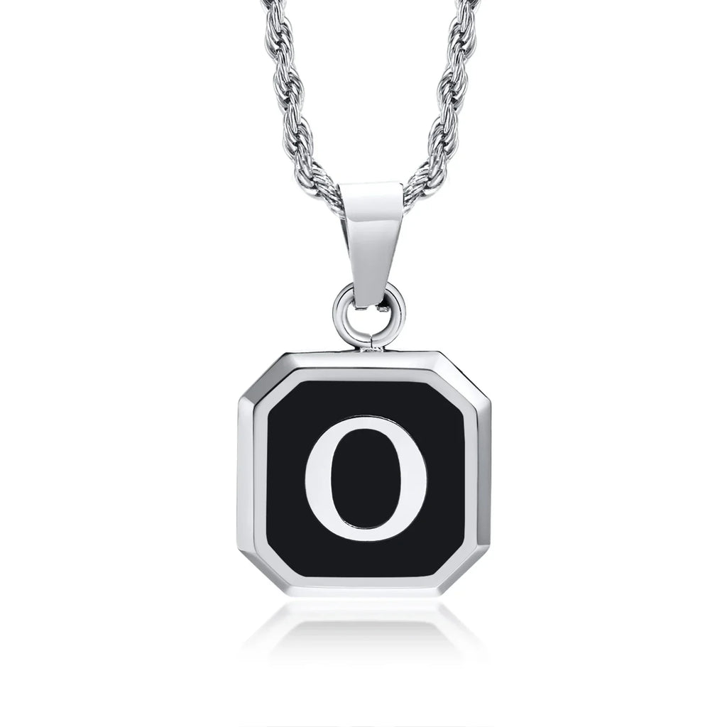 Collier pour homme avec pendentif hexagonale initiale - lettre