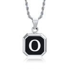 Collier pour homme avec pendentif hexagonale initiale - lettre