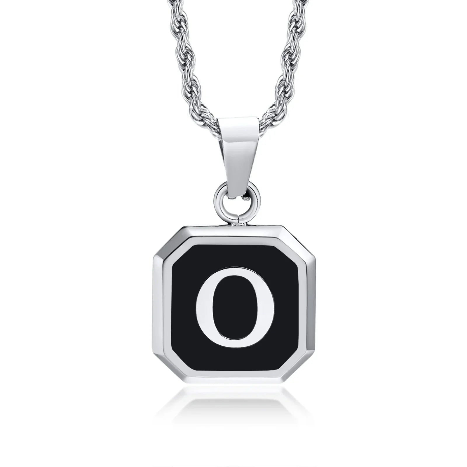 Collier pour homme avec pendentif hexagonale initiale - lettre