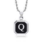 Collier pour homme avec pendentif hexagonale initiale - lettre