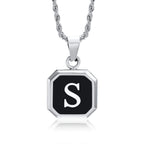 Collier pour homme avec pendentif hexagonale initiale - lettre