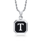 Collier pour homme avec pendentif hexagonale initiale - lettre