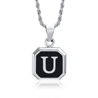 Collier pour homme avec pendentif hexagonale initiale - lettre