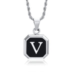 Collier pour homme avec pendentif hexagonale initiale - lettre