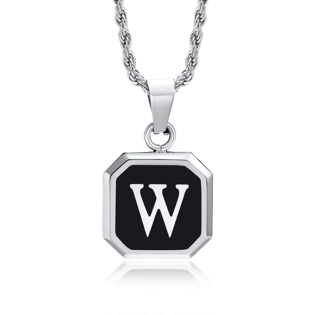 Collier pour homme avec pendentif hexagonale initiale - lettre