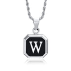 Collier pour homme avec pendentif hexagonale initiale - lettre