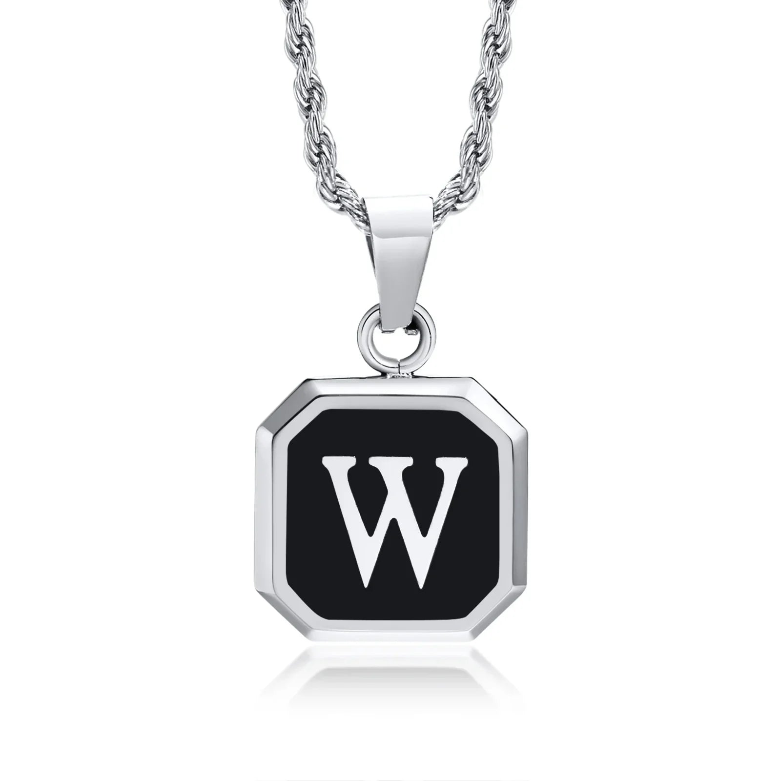 Collier pour homme avec pendentif hexagonale initiale - lettre