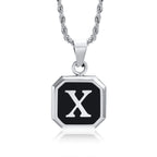 Collier pour homme avec pendentif hexagonale initiale - lettre