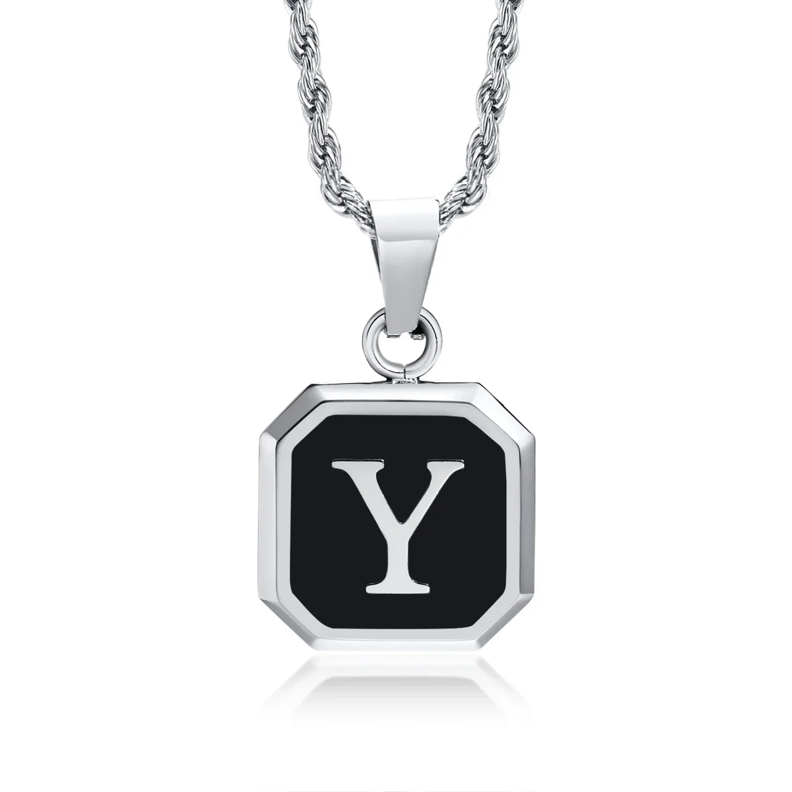 Collier pour homme avec pendentif hexagonale initiale - lettre