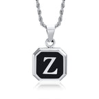 Collier pour homme avec pendentif hexagonale initiale - lettre