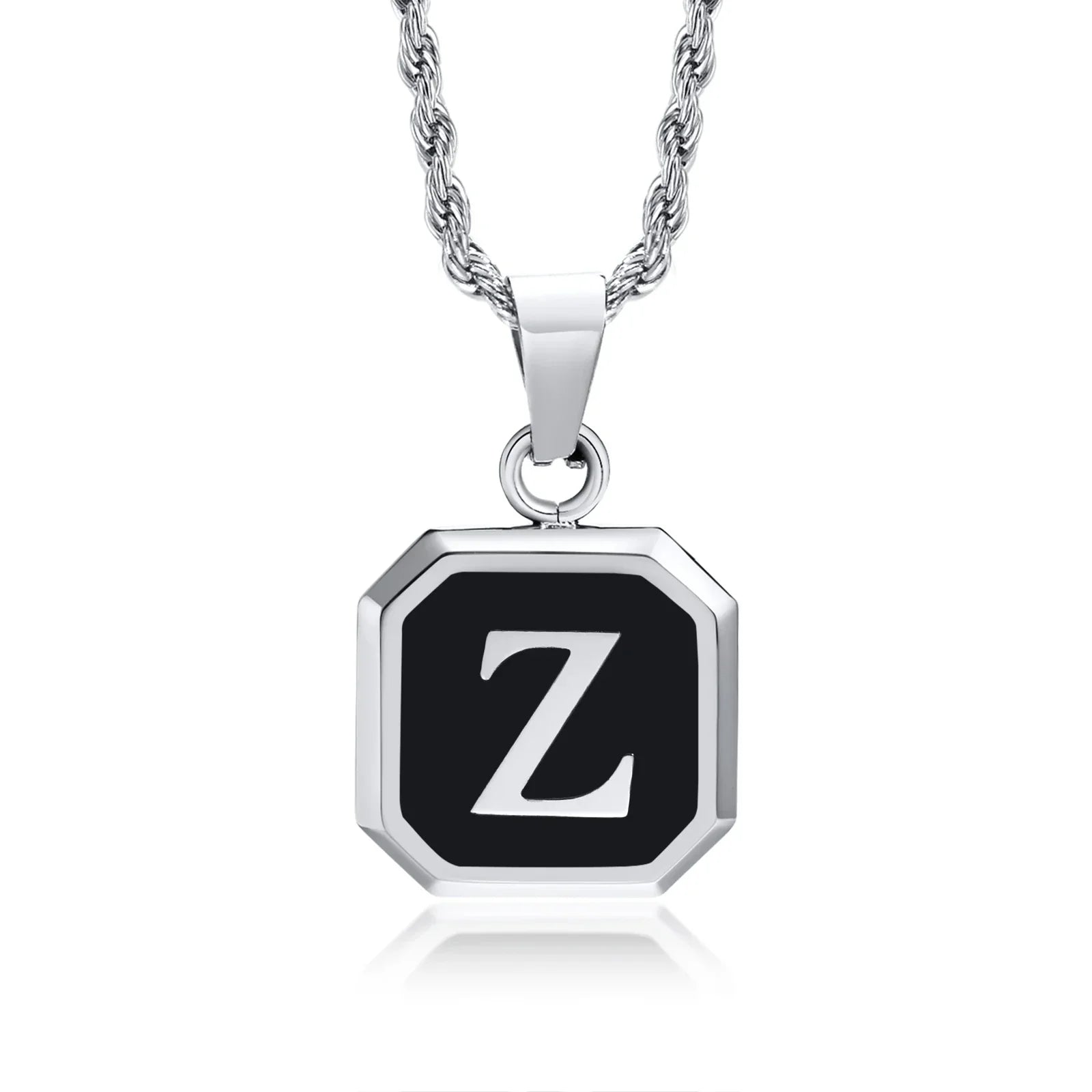 Collier pour homme avec pendentif hexagonale initiale - lettre