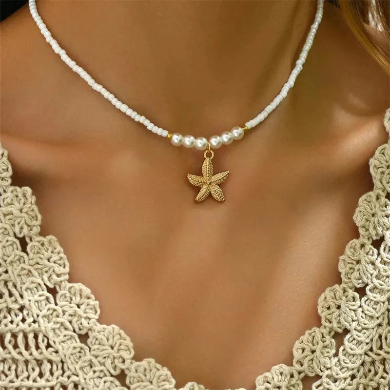 Collar Gargantilla con Colgante de Concha Estrella de Mar