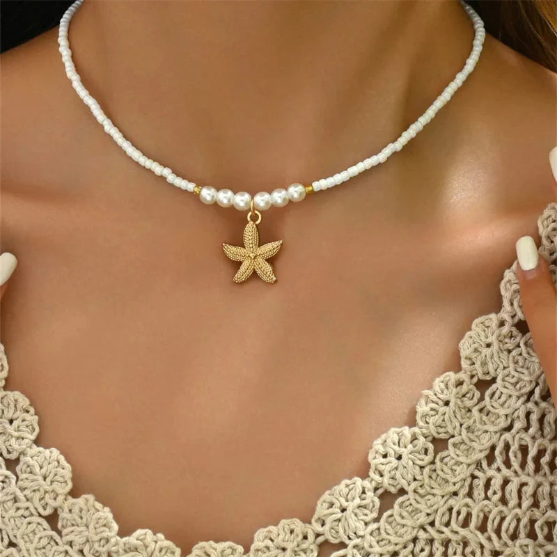 Collar Gargantilla con Colgante de Concha Estrella de Mar
