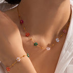 Collar Gargantilla con Colgante de Flores de Colores