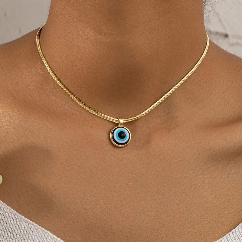 Collar Gargantilla con Colgante Ojo Azul