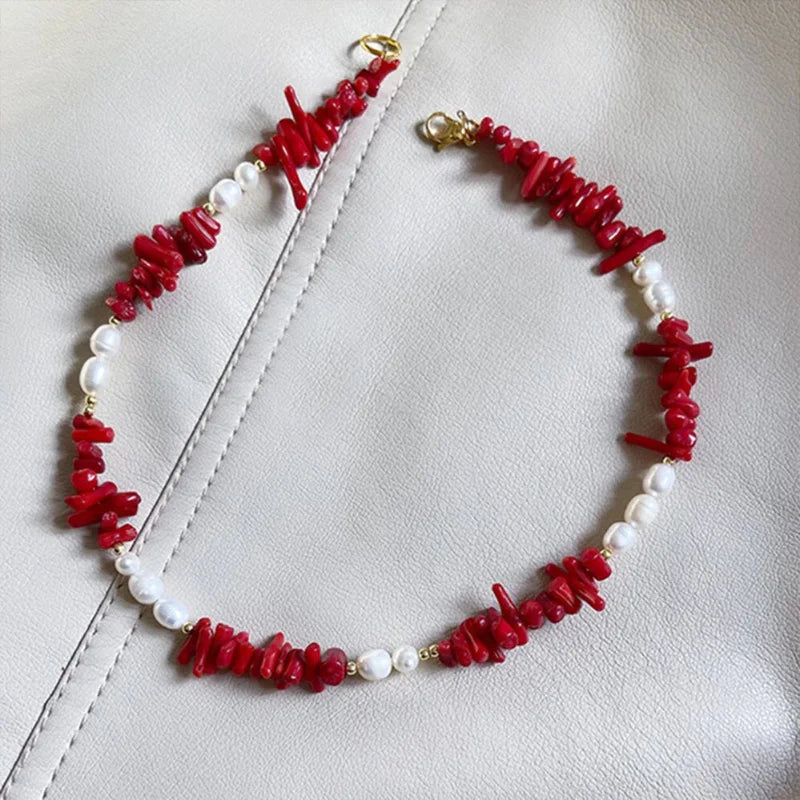 Collar Gargantilla con Colgante de Coral