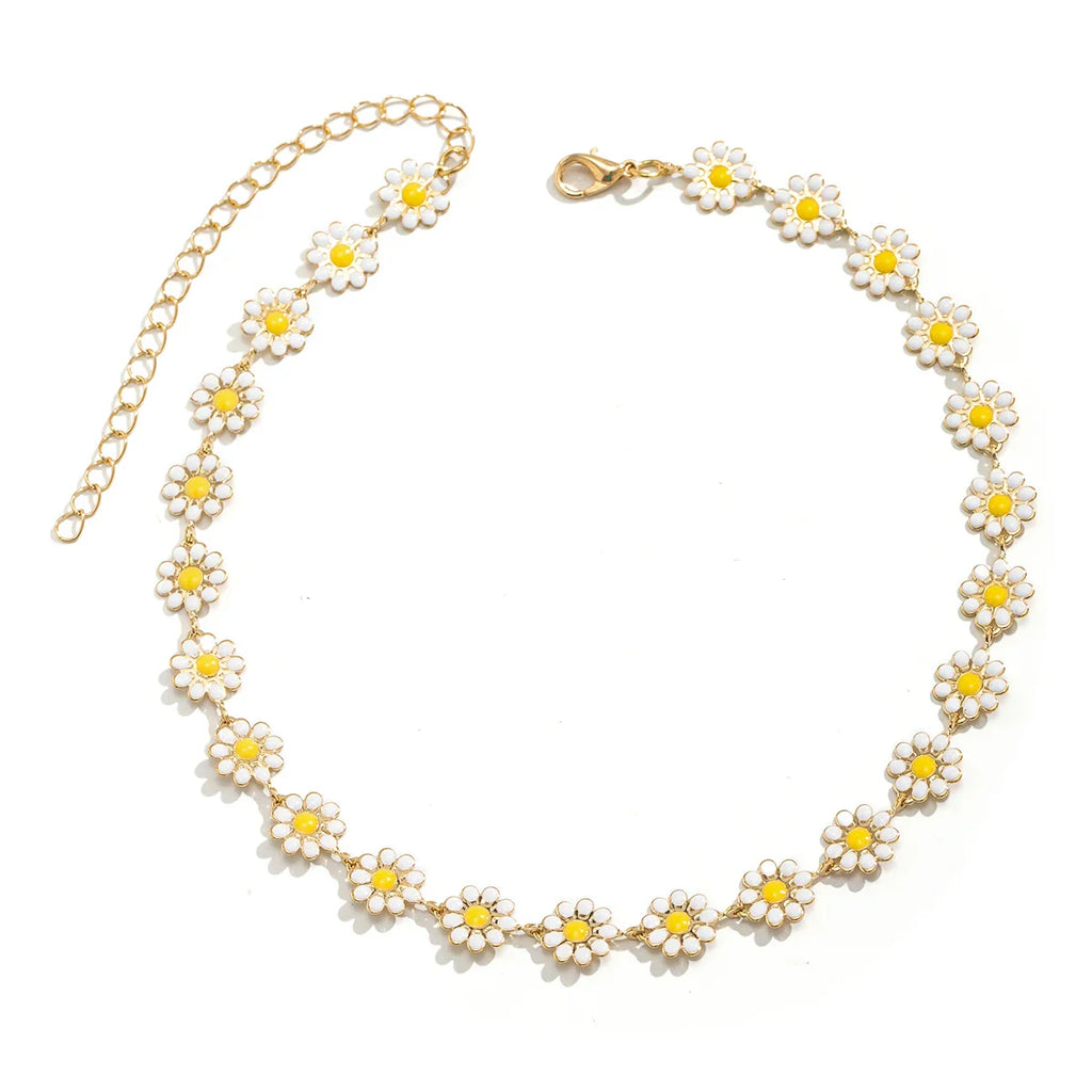 Collar Gargantilla con Colgante de Flores de Margarita